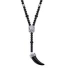 Inox Jewelry Mens Black Lava Bead Stainless Steel Rosary Necklace