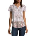 Liz Claiborne Flutter-sleeve Floral Knit Top - Tall
