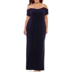 Blu Sage Short Sleeve Embellished Evening Gown-plus