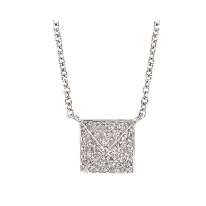 Diamonart .96 Ct. T.w. Cubic Zirconia Sterling Silver Pyramid Cluster Necklace