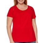 St. John's Bay Short-sleeve Lace Shoulder Tee - Plus