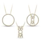 18k Gold Over Silver 3-in-1 Cubic Zirconia Circle Mom Necklace