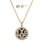 Monet Crystal Gold-tone Earring And Pendant Necklace Set