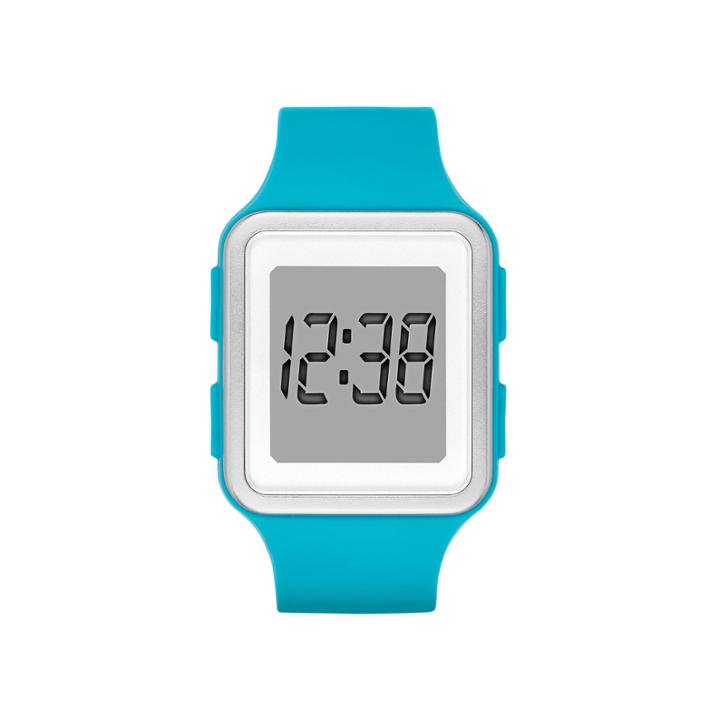 Womens Rectangular Blue Silicone Strap Digital Watch