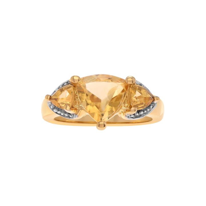 Genuine Citrine & White Topaz 14k Gold Over Silver Ring