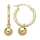 Infinite Gold&trade; 14k Yellow Gold Polished Drop Ball Hoop Earrings