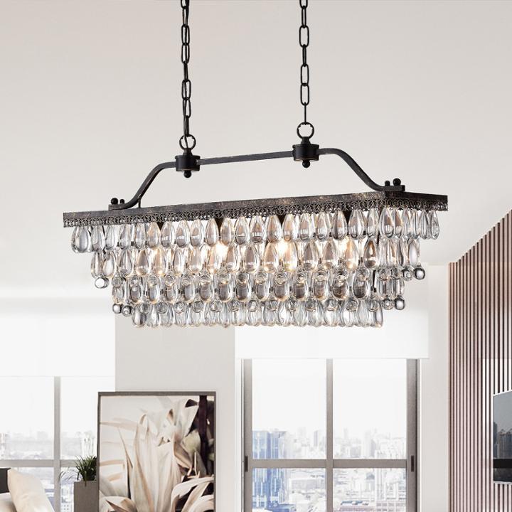 Ikraam Glass And Bronze Rectangular Pendant Lightfixture (30 In.)