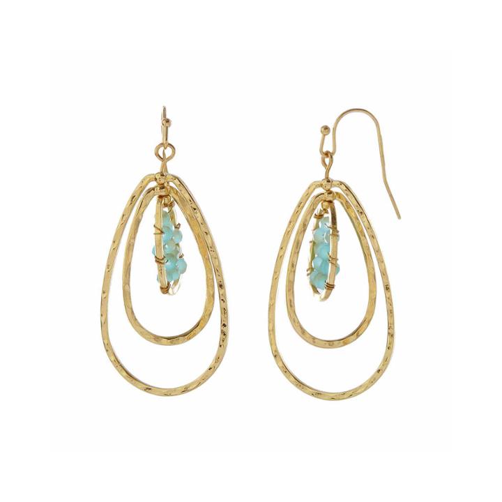 Natasha Blue 3-row Drop Earrings