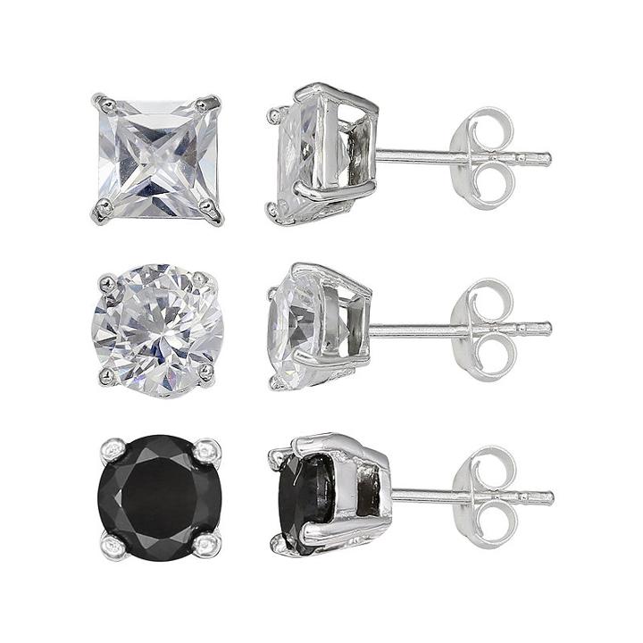 Silver Enchantment&trade; Cubic Zirconia 3-pr. Earrings