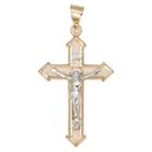 14k Two-tone Gold Textured Crucifix Charm Pendant