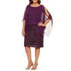 Ronni Nicole Short Sleeve Pattern Sheath Dress-plus