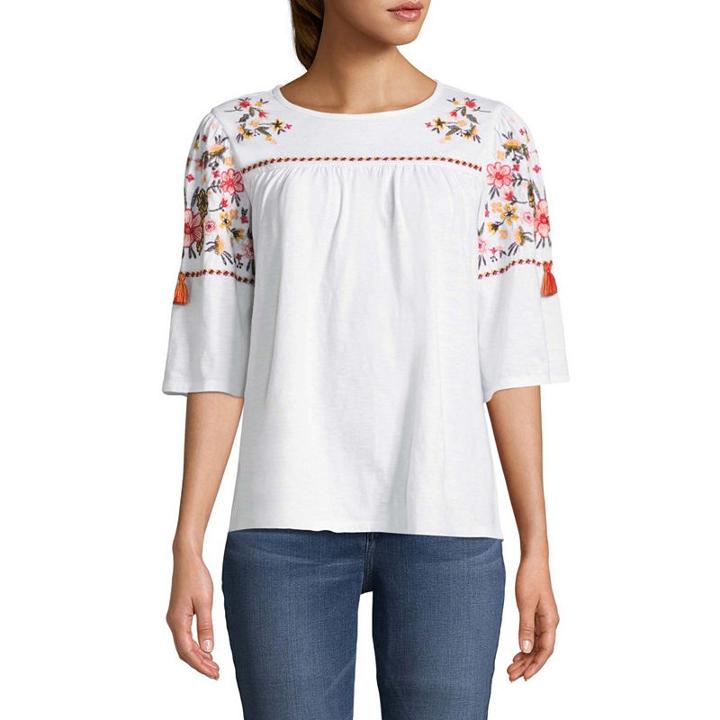 St. John's Bay Embroidered Tee- Talls