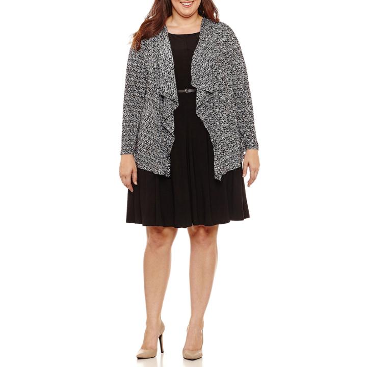 R & K Originals Elbow Sleeve Belted Jacket Dress-plus
