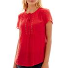 Liz Claiborne Short-sleeve Embellished Peasant Top - Petite