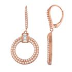 Lab Created White Sapphire 14k Rose Gold Over Silver Drop Earrings