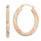 14k Tri-color Gold 24mm Hoop Earrings