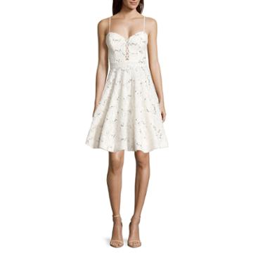 Be Smart Spaghetti Strap Sequin Lace Party Dress - Juniors