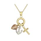 Infinite Gold&trade; 14k Tri-tone Gold Faith, Hope, Charity Pendant Necklace