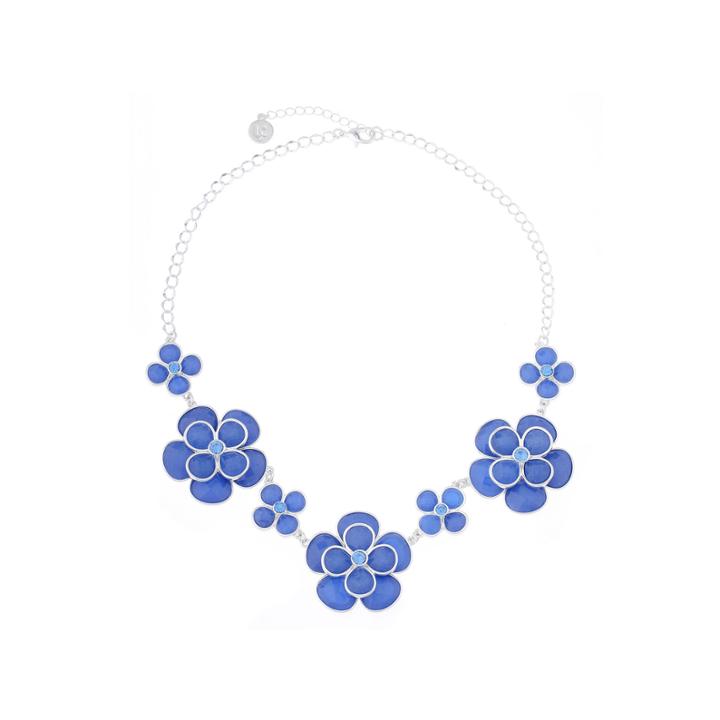 Liz Claiborne Blue And Silver-tone Collar Necklace
