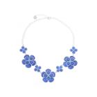 Liz Claiborne Blue And Silver-tone Collar Necklace