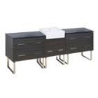96.25-in. W Floor Mount Dawn Grey Vanity Set For 3h8-in. Drilling Black Galaxy Top