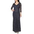 Blu Sage 3/4 Sleeve Lace Evening Gown