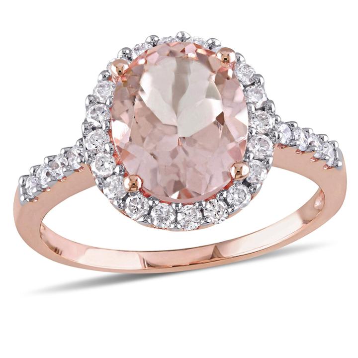Womens Pink Morganite 10k Gold Engagement Ring