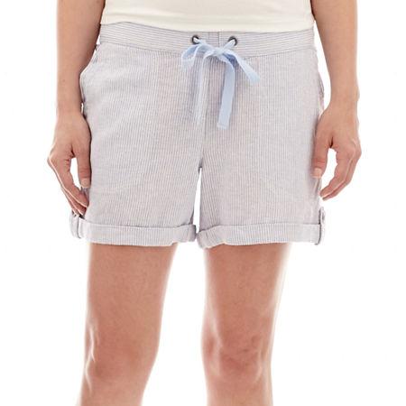 Per Se Striped Linen-blend Shorts - Petite