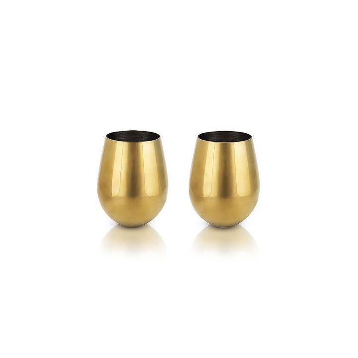 Belmont: Gold Stemless Wine Glasses (viski)
