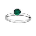 Personally Stackable Lab-created Emerald Sterling Silver Stackable Ring
