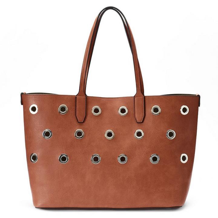 Mondani Loren Grommets Large Double Shoulder Bag
