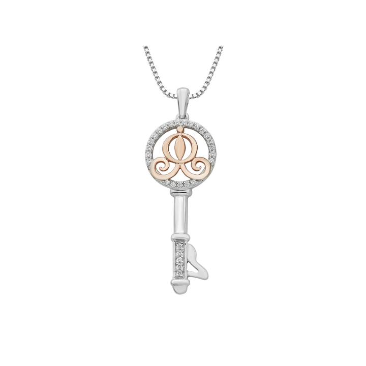 Womens 1/10 Ct. T.w. White Diamond 14k Sterling Silver Gold Over Silver Pendant Necklace