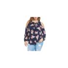 Fashion To Figure Kimberly Floral Cold Shoulder Blouse-plus