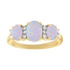 Womens Lab Created White Opal 14k Gold Over Silver Cocktail Ring