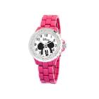 Disney Mickey Mouse Womens Pink Enamel Watch With Crystals
