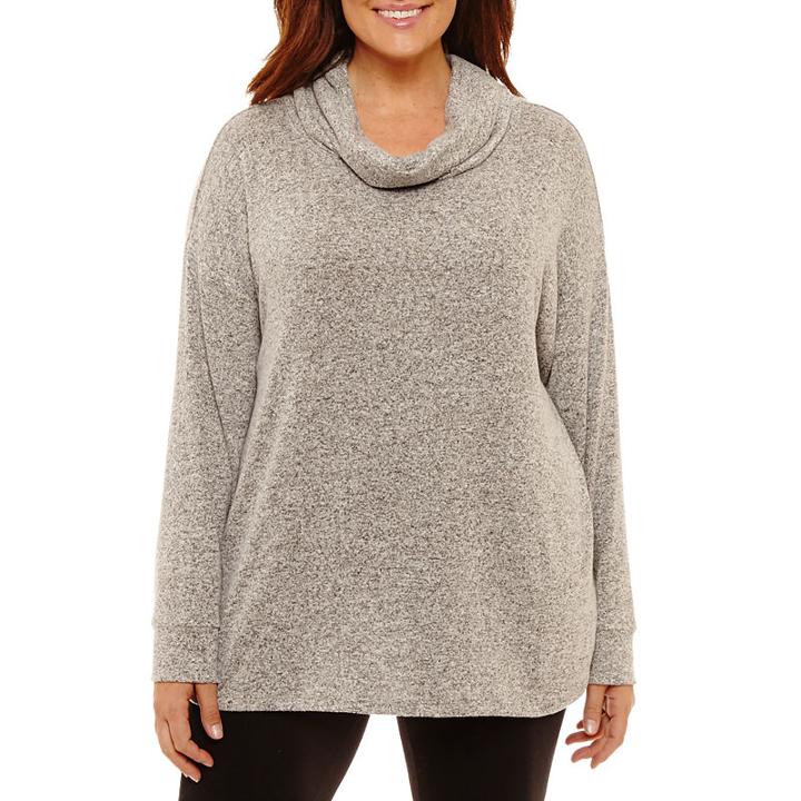 St. John's Bay Long Sleeve Cozy Cowl Tee - Plus