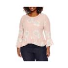 A.n.a Long Sleeve Crew Neck Woven Floral Blouse-plus