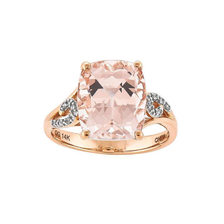 Genuine Morganite And Diamond-accent 14k Rose Gold Ring