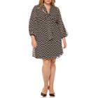 Robbie Bee 3/4-sleeve Tie-front Dot Sheath Dress - Plus