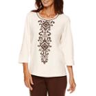 Alfred Dunner Sante Fe 3/4-sleeve Scroll Center Tee - Petite