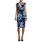 Connected Apparel Sleeveless Floral Sheath Dress