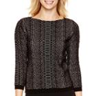 Worthington 3/4-sleeve Textured Pullover Sweater - Tall