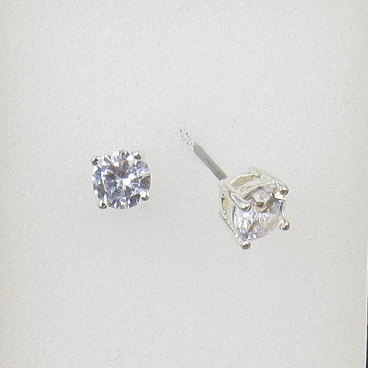 Vieste Rosa Clear 4mm Round Stud Earrings