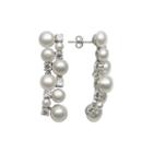 Silver Over Brass Cultured Freshwater Pearl And Cubic Zirconia Bridal Earrings