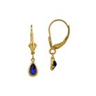 Genuine Blue Sapphire 14k Yellow Gold Pear Drop Earrings