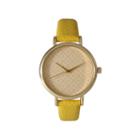 Olivia Pratt Womens Checkered Dial Yellow Petite Leather Watch 14543
