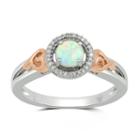 Hallmark Diamonds Womens Lab Created Opal White 14k Rose Gold Over Silver Cocktail Ring
