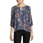 By & By3/4 Sleeve U Neck Blouse-juniors