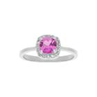 Cushion-cut Lab-created Pink Sapphire And Genuine White Topaz Sterling Silver Ring