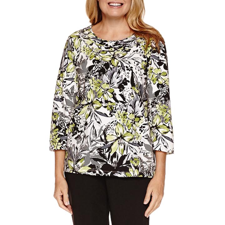Alfred Dunner Casual Friday 3/4 Sleeve Print Top